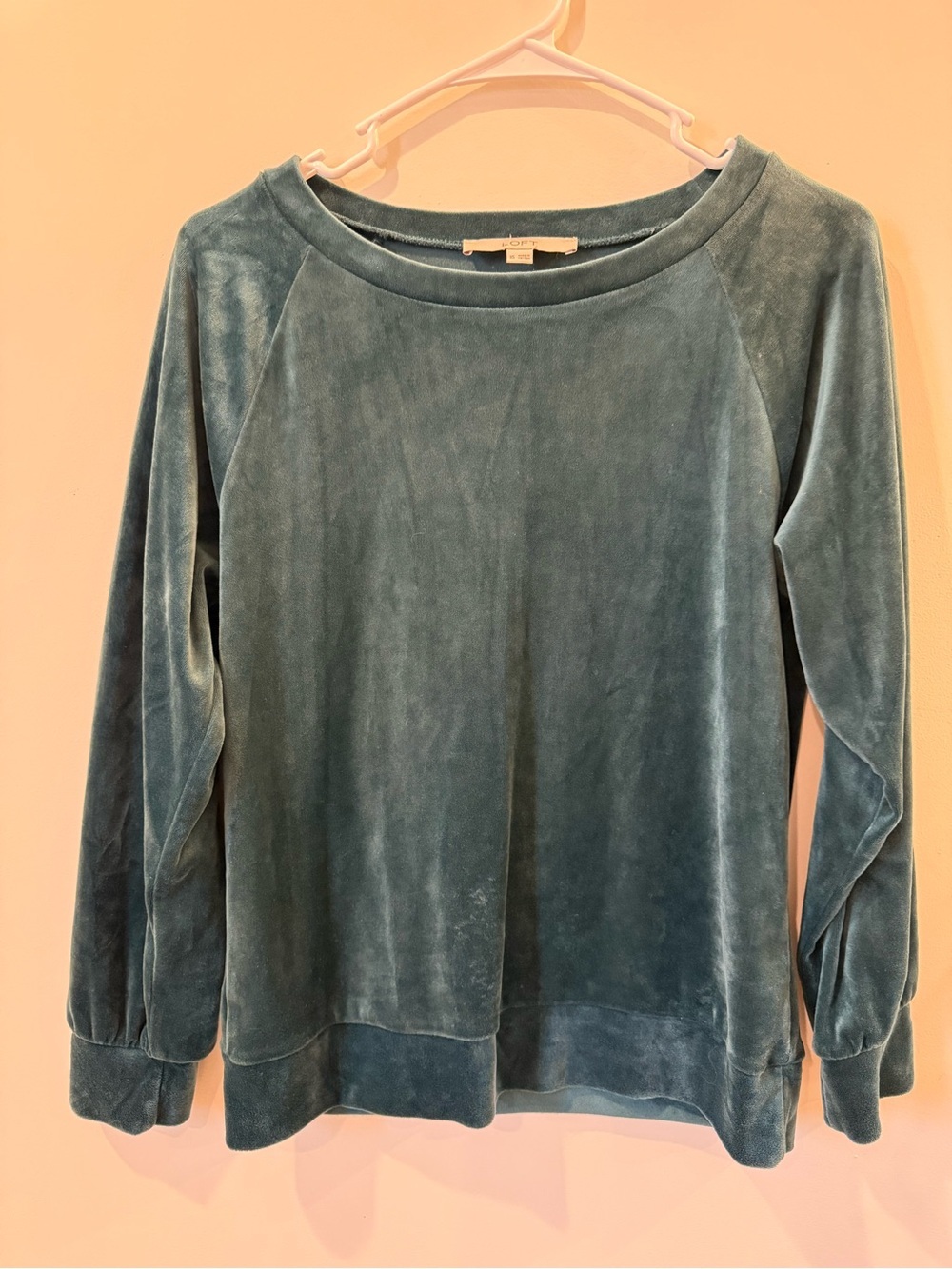LOFT Velvet Crewneck Top - Teal Green